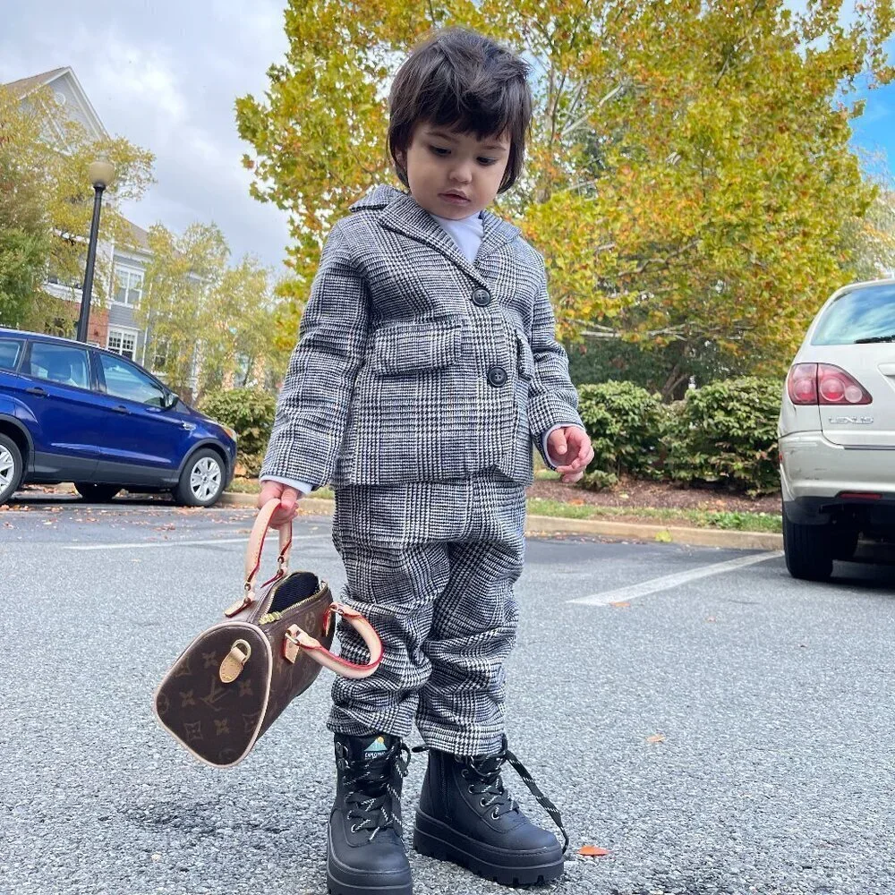 Toddler 2 piece suit and pants plaid set